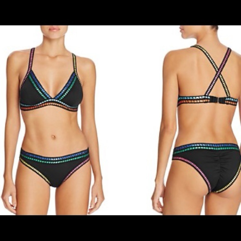 La Blanca Threading Along Triangle Bikini Top Size 10/L